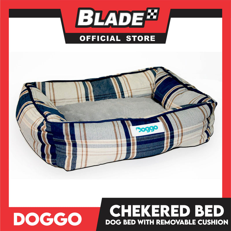Doggo Checkered Dog Bed (Medium) Pet Bed with Removable Cushion