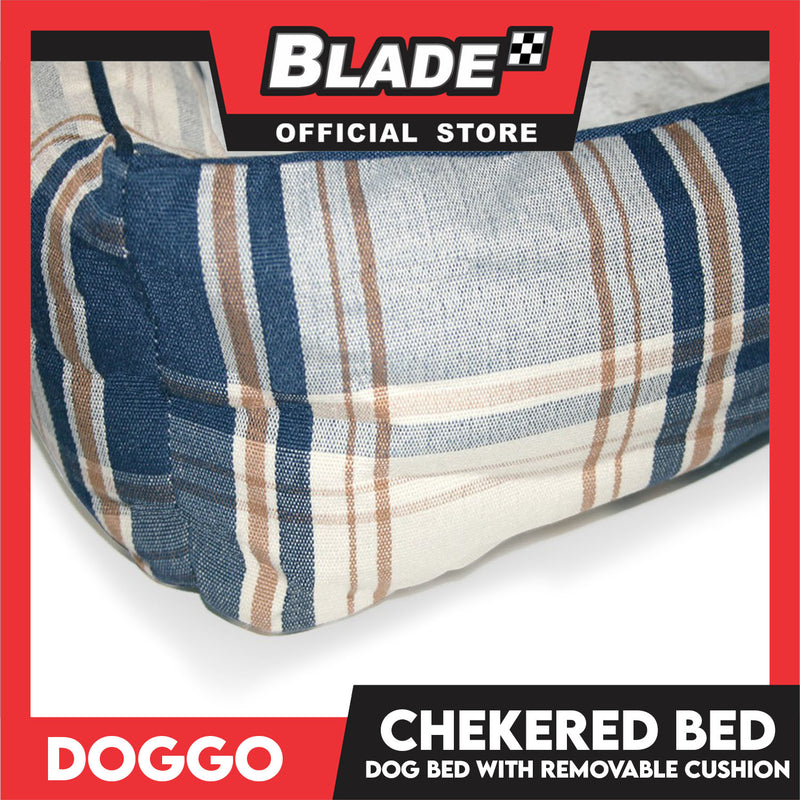Doggo Checkered Dog Bed (Small) Pet Bed with Removable Cushion