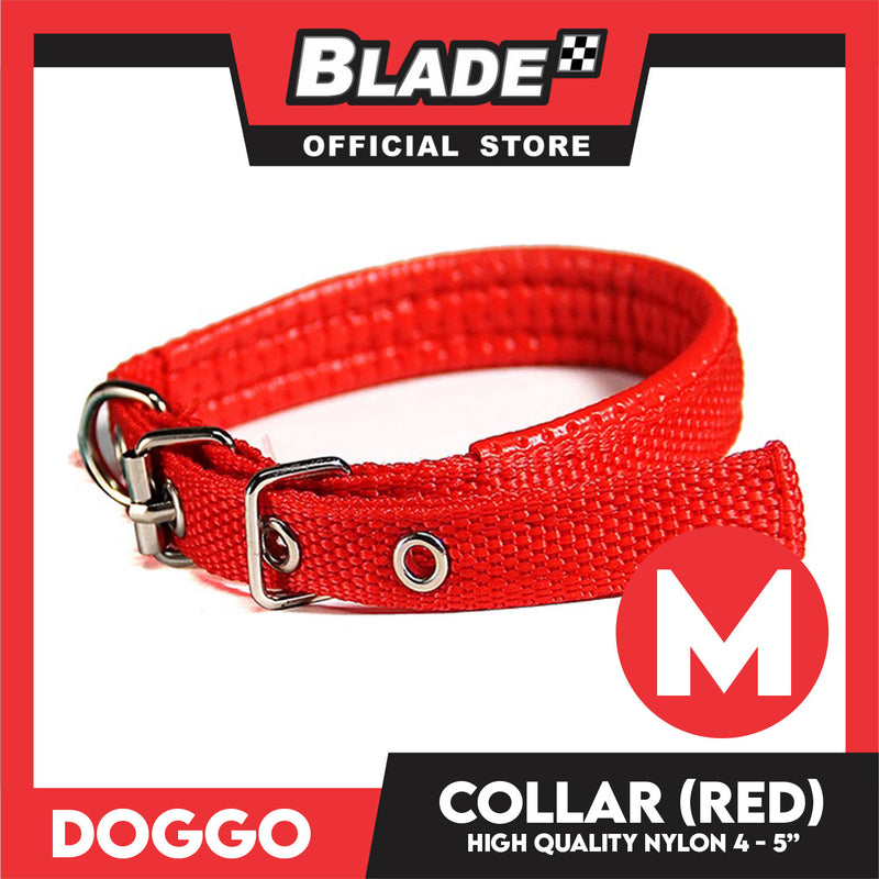 Doggo Dog Collar Adjustable Buckle Medium Size (Red) Collar Nylon for Dog