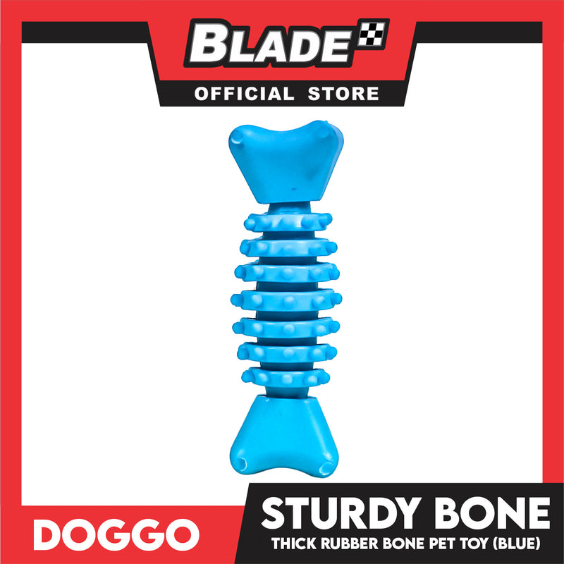 Doggo Sturdy Bone (Blue) Small Size Thick Rubber Material Pet Toy