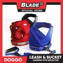 Doggo Leash and Bucket Harness with Reflector Medium (Blue) Perfect Set for Your Dog