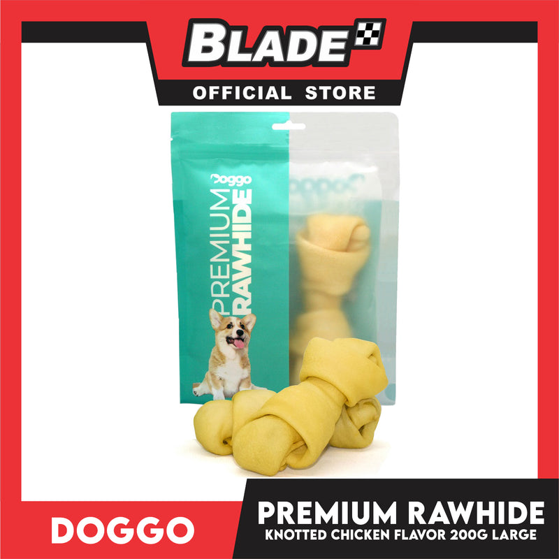 Doggo Premium Knotted Rawhide Chicken Flavor (Large) Chewable Treat for Your Dog