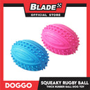 Doggo Dog Toy Squeaky Rugby Ball Thick Rubber (Blue)