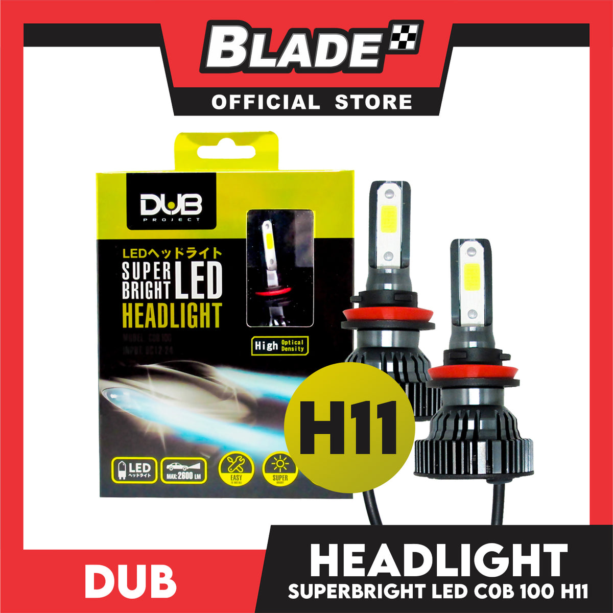 Dub Super Bright LED Auto Headlight H11 2600LM 12V Headlight Lamps, Halogen Lamps