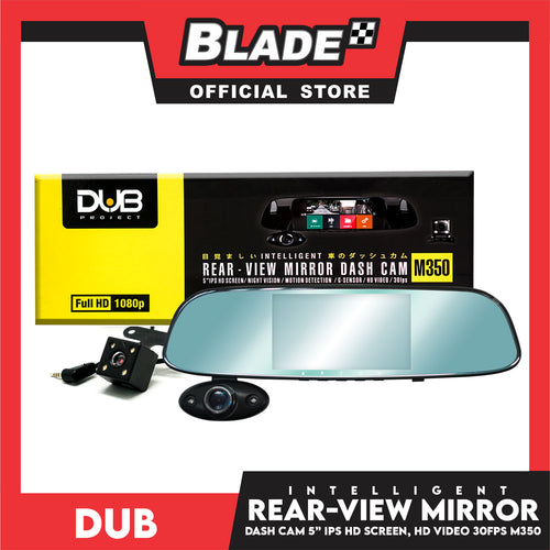 Dub Intelligent Rear-View Mirror Dash Cam 5" IPS HD Screen Full HD 1080p M350 with Parking Sensor Monitoring, Night Vision, Motion Detection, G-Sensor & 30fps