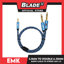 EMK 3.5mm to Dual 6.35mm Audio Cable- Stereo Aux 3.5 Male to Male 6.35, 6.3, 6.5