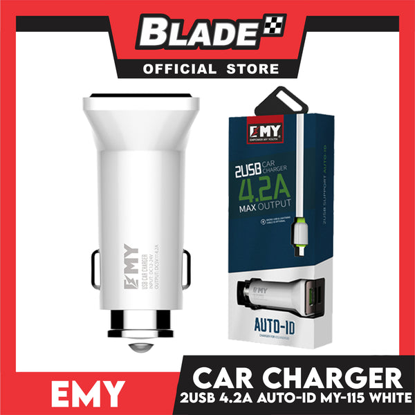 Emy Car Charger 2-Port USB 4.2A Max Output MY-115 (White)
