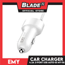 ﻿Emy Car Charger 2-Port 4.2A Auto-ID MY-116 (White) with Micro -USB Cable for Android Samsung, Huawei, Xiaomi, Oppo, Apple Devices- Also Compatible to Other Various Digital Devices