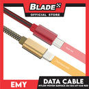 Emy Data Cable Nylon Woven Surface 2000mm MY-448 (Red) for Android- Samsung, Huawei, Xiaomi, Oppo, Vivo & Realmi