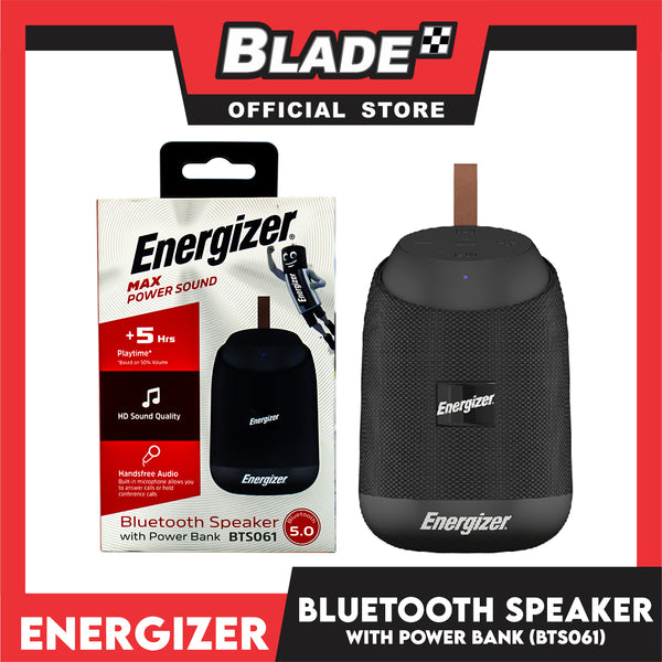 Energizer Bluetooth Speaker With Built-in Power Bank BTS061 (Black) HD Sound Quality , Handsfree Audio, Power Bank, Universal Compatibility, FM Mode, Rugged Design