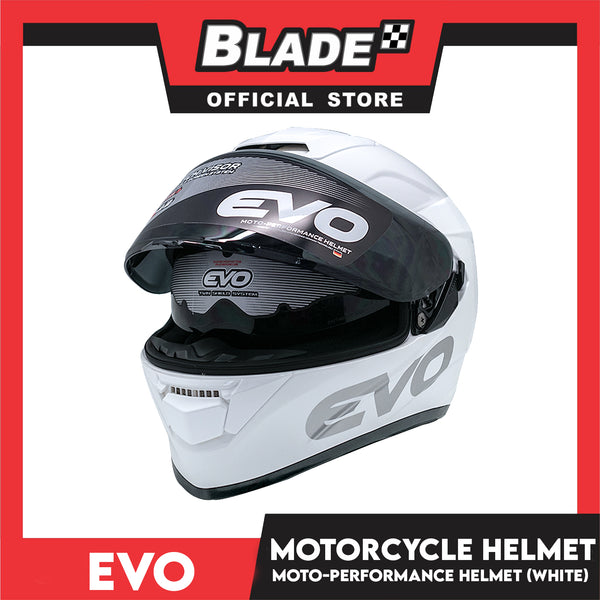 Evo Helmet GT-PRO Full Face Dual Visor Pearl White (Large 59-60cm) wit –