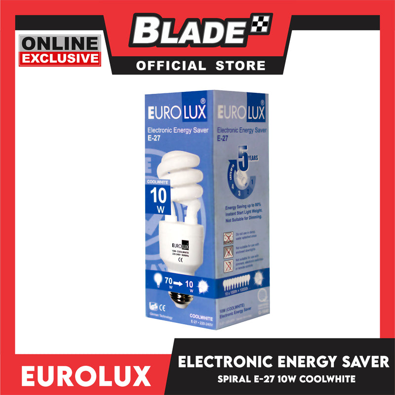 Eurolux Led Bulb Spiral 10W Cool White E-27 Electronic Energy Saver 220-240V