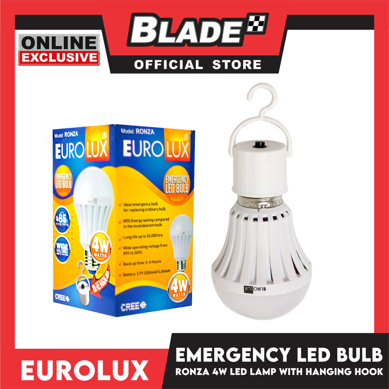 Eurolux LED Bulb Emergency Bulb 4W Ronza with Free Hanging Hook