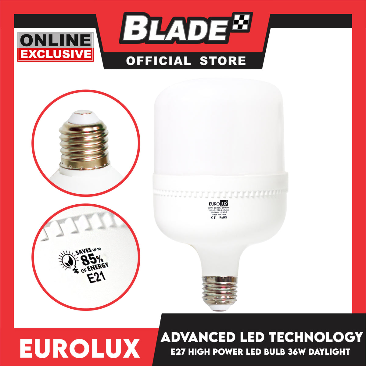 Eurolux LED Bulb High Power 6500K 36W Daylight
