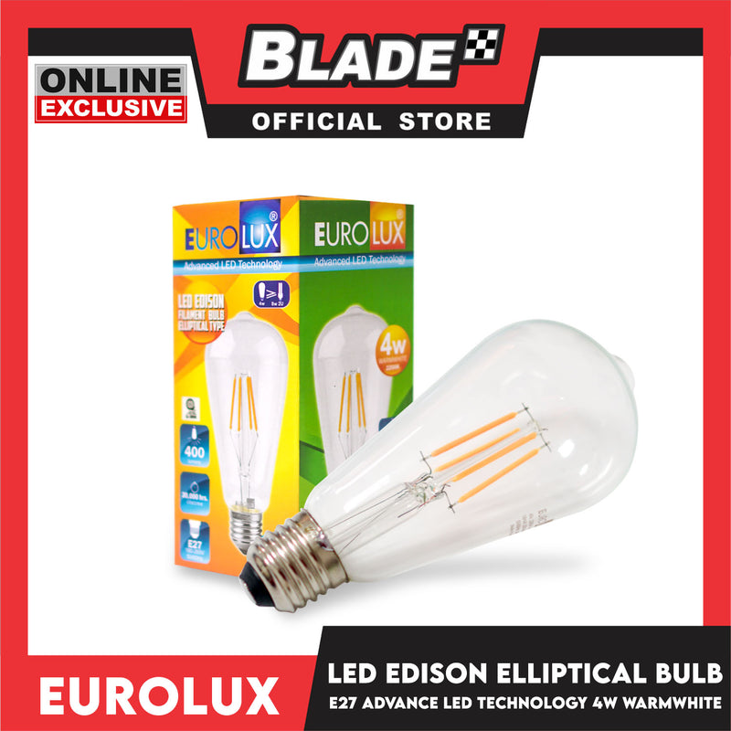 Eurolux Led Bulb Edison Filament Elliptical Type 4w (Warm White) 2200K E-27 50/60Hz