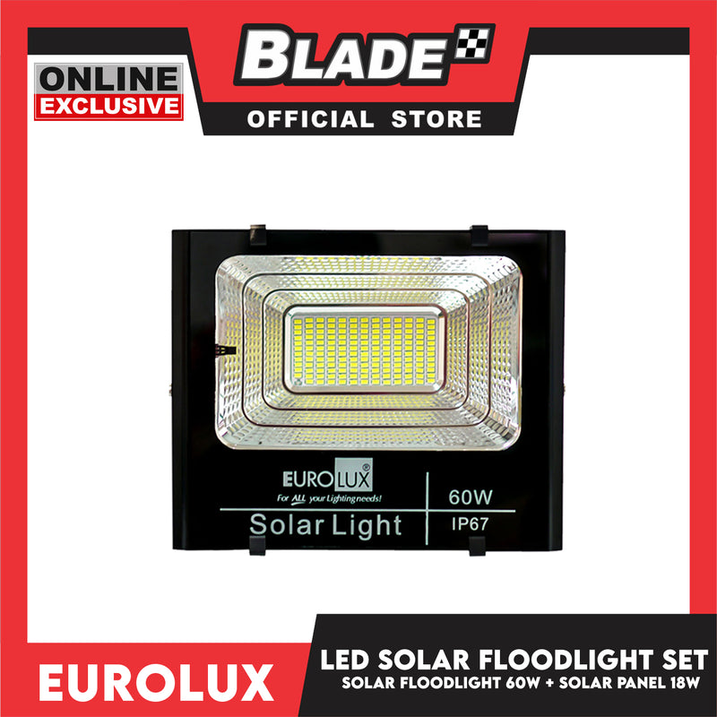 Eurolux Solar FloodLight IP67 60 watts with Solar Panel 18 watts