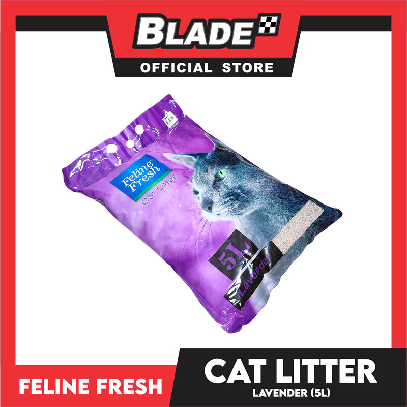 Feline Fresh Cat Litter Sand 5 Liters (Lavender Scent) 99% Dust-Free, High Absorbency, Minimal Tracking For Cats Of All Ages