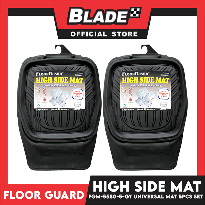 FloorGuard Rubber High Side Car Mat FGM-5580-5-GY 5-Piece Set