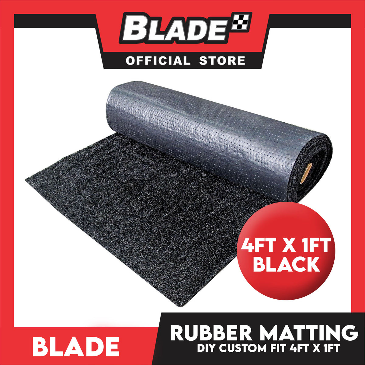 Blade Rubber Matting with Spike 4ft. x 1ft. (Black) Customize Matting, Spaghetti Matting, Black Coil Mat and DIY Custom Fit for Car and Floor Mat