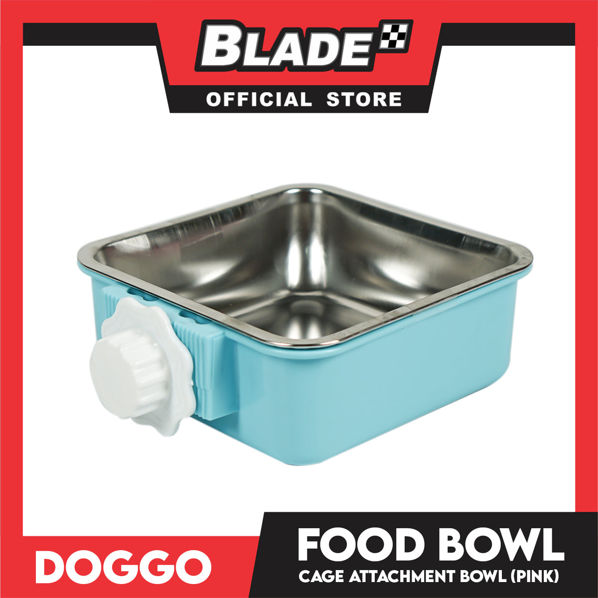 Doggo Quad Cage Attachment Bowl (Blue) Thick Plastic Material Pet Feeding Bowl