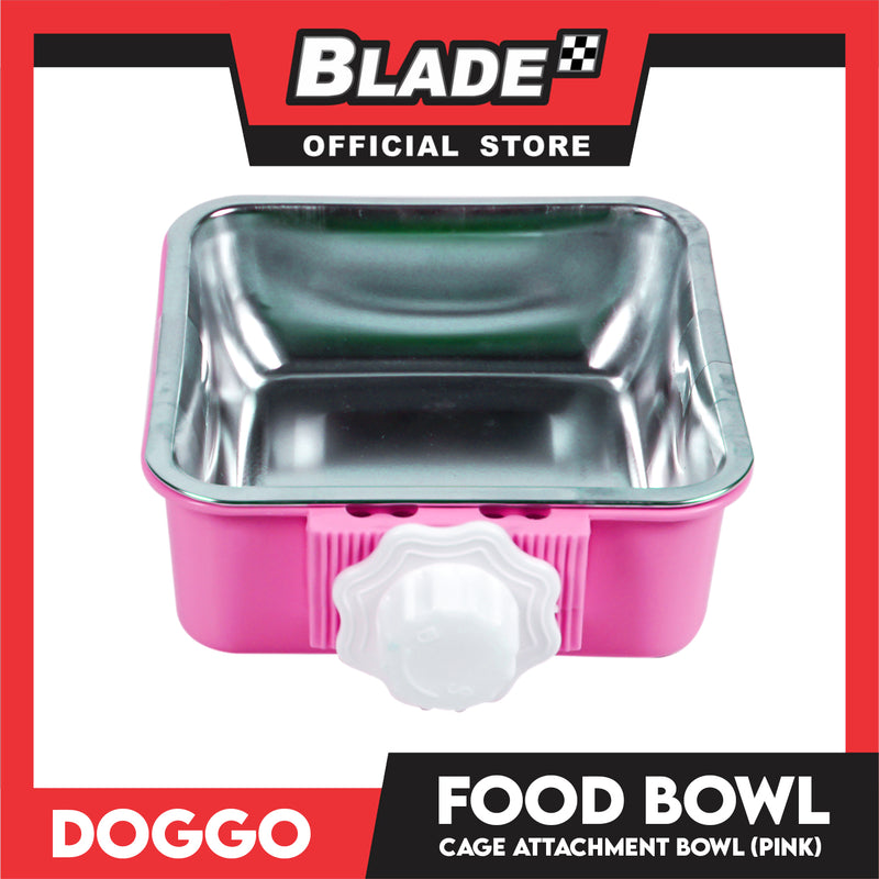 Doggo Quad Cage Attachment Bowl (Pink) Thick Plastic Material Pet Feeding Bowl