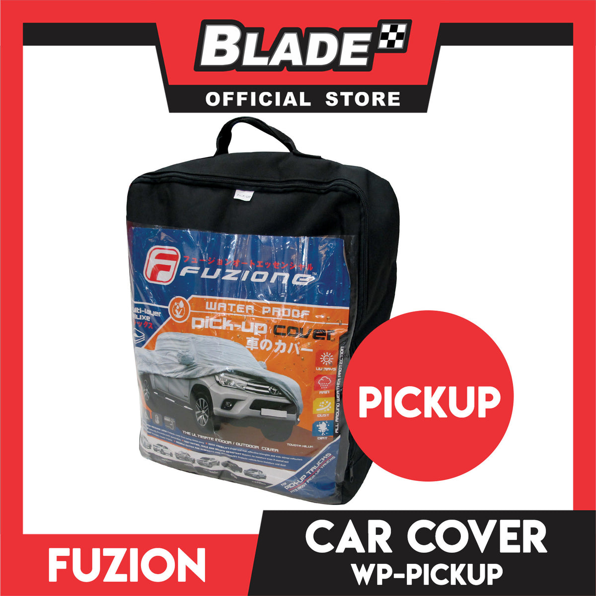 Fuzion Car Cover Waterproof Pick-up FCC-400 (Grey) for Toyota Hilux, Mitusbishi Triton, Strada, Ford Ranger, F150, Nissan Navarra