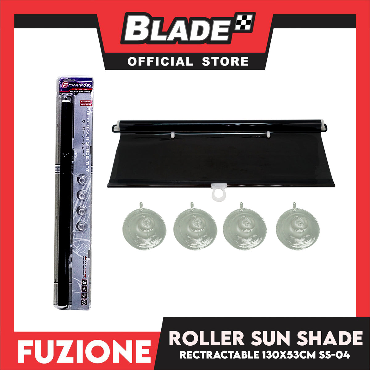 Fuzion Retractable Roller Sun Shade Tint 130x53cm (Black) FSS-53-M SS-04