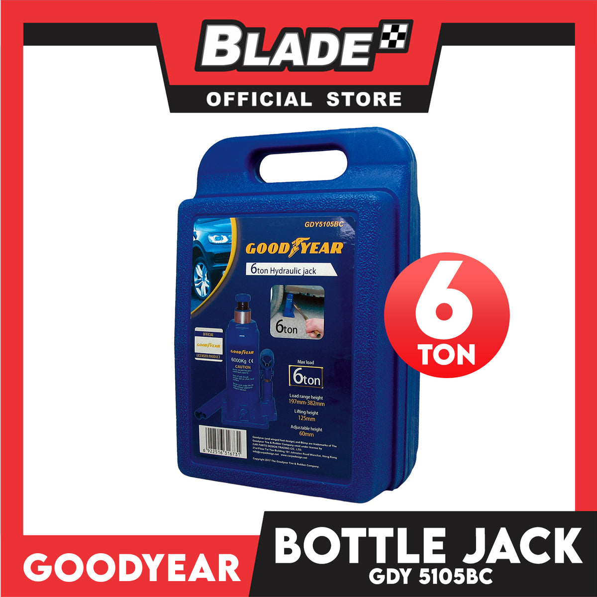 Goodyear Hydraulic Jack 6ton GDY5105BC Bottle Jack