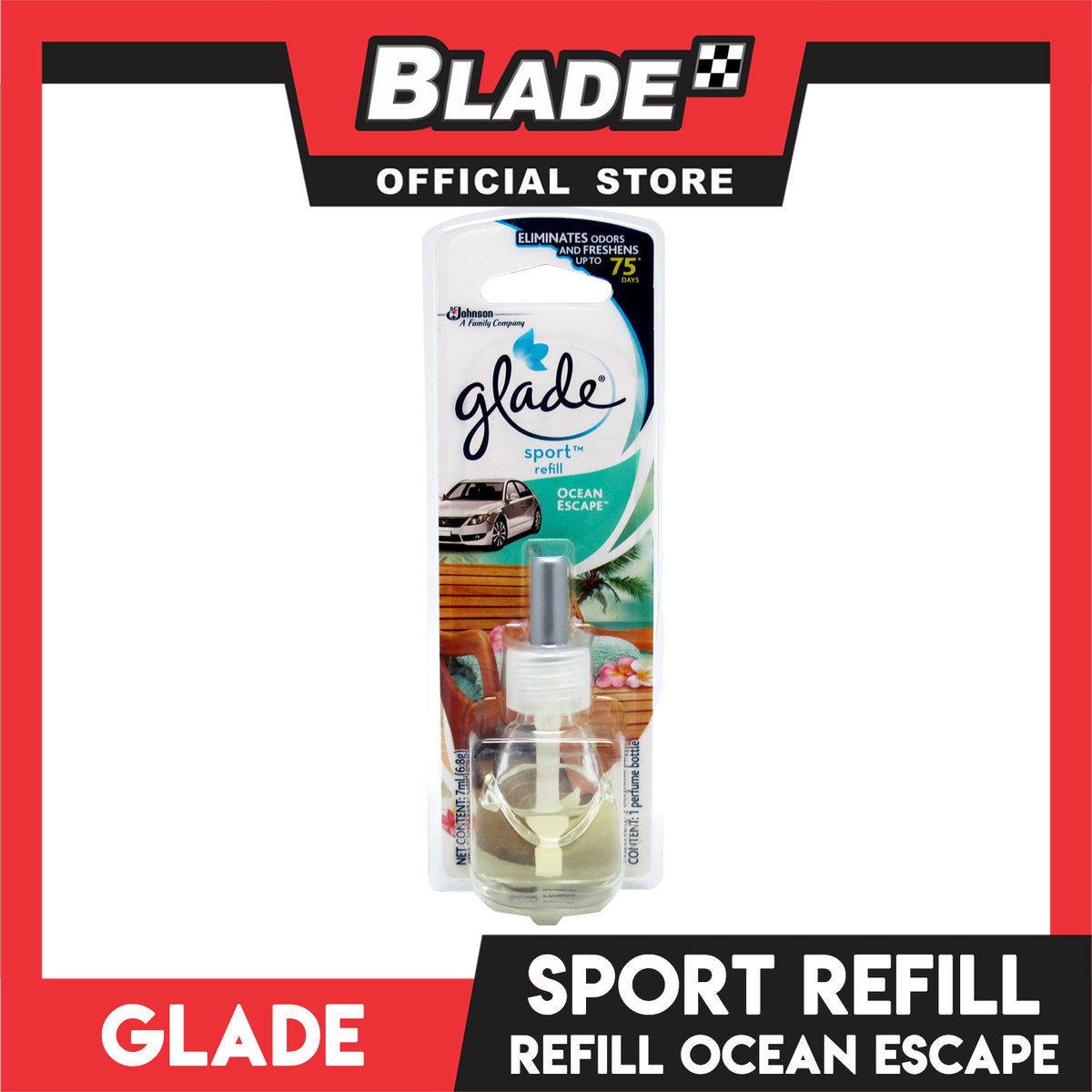 Glade Sport Refill, Car Air Freshener 7ml (Ocean Escape)