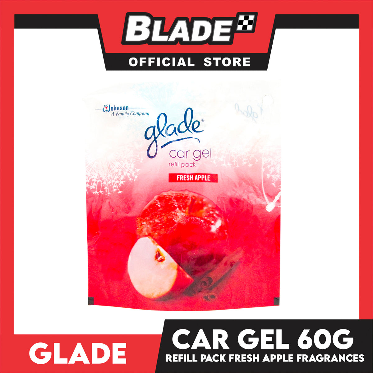 Glade Car Gel Refill Pack, Air Freshener 60g (Fresh Apple)