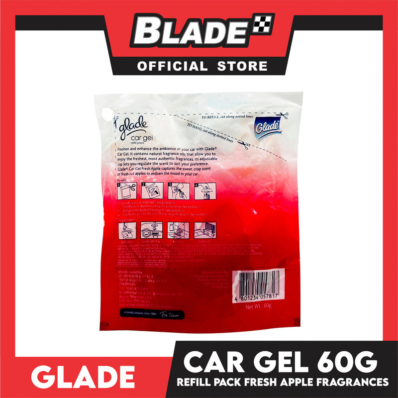 Glade Car Gel Refill Pack, Air Freshener 60g (Fresh Apple)