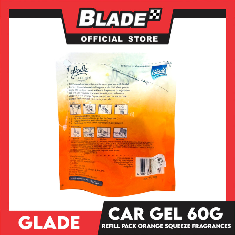 Glade Car Gel Refill Pack Air Freshener 60g (Orange Squeeze)