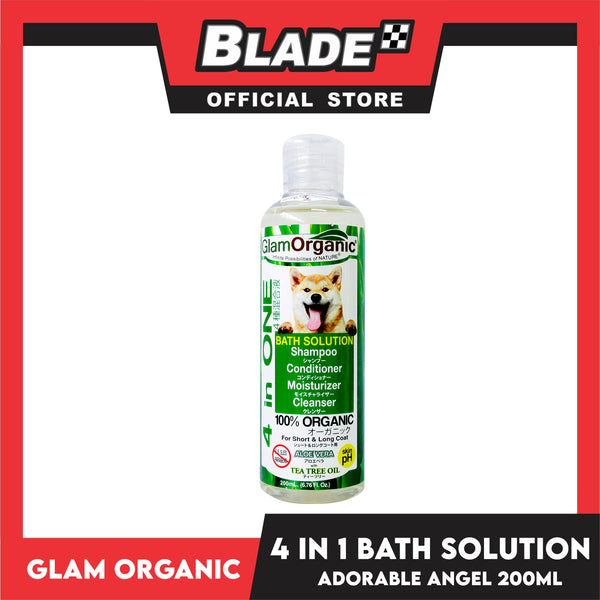 Glam Organic 4 in 1 Bath Solution 100% Organic 200ml (Adorable Angel) Dog Grooming