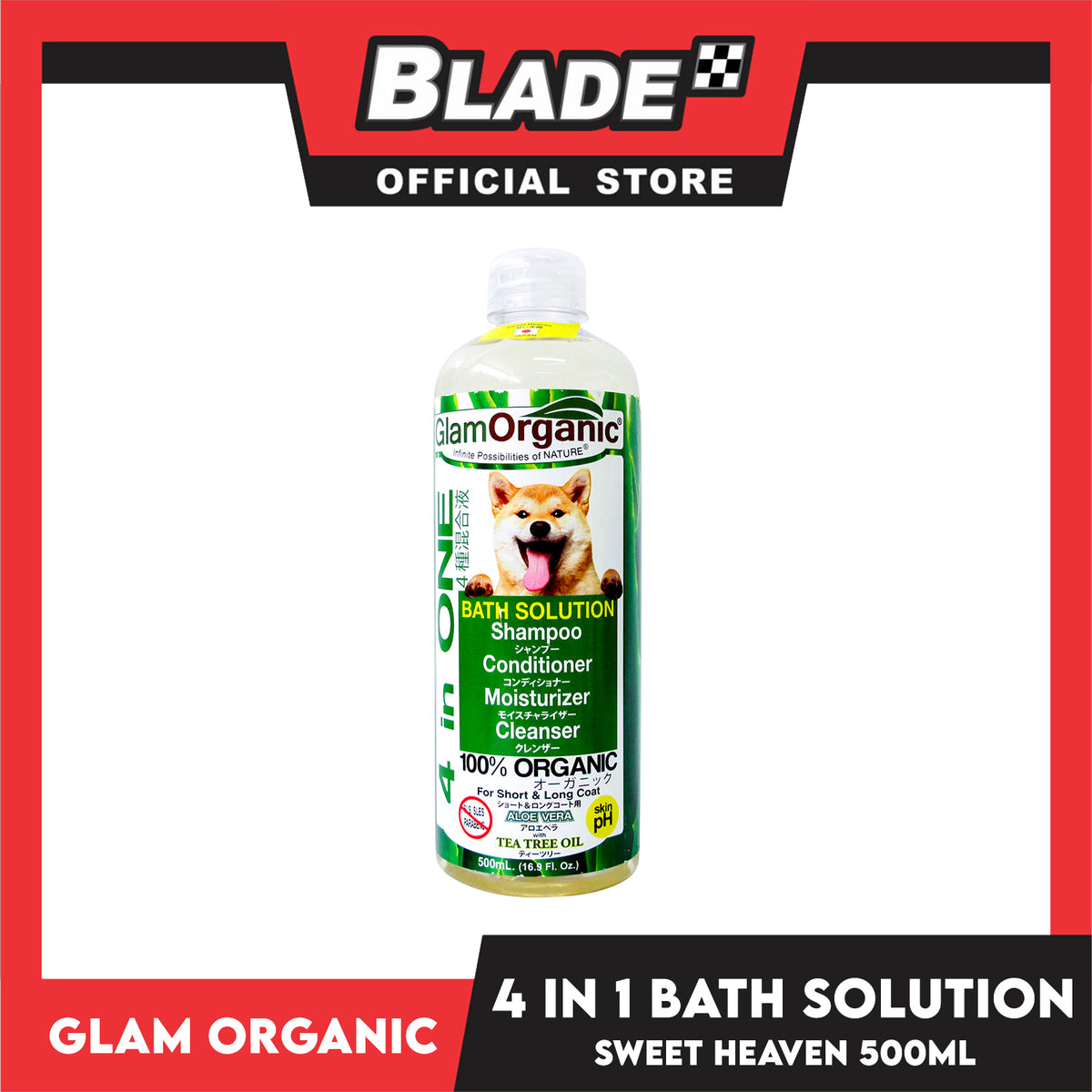 Glam Organic 4 in 1 Bath Solution 100% Organic 500ml (Sweet Heaven) Dog Grooming