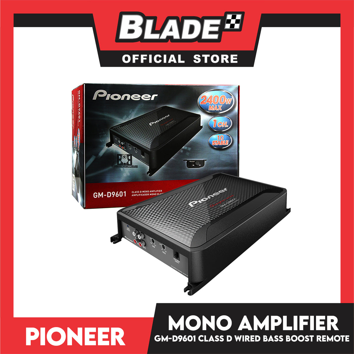 Pioneer Amplifier with Wired Bass Boost Remote GM-D9601 Class D Mono