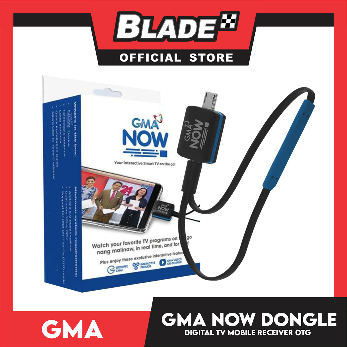 GMA Now Digital TV Mobile Receiver Dongle, OTG Dongle for Android Smartphone