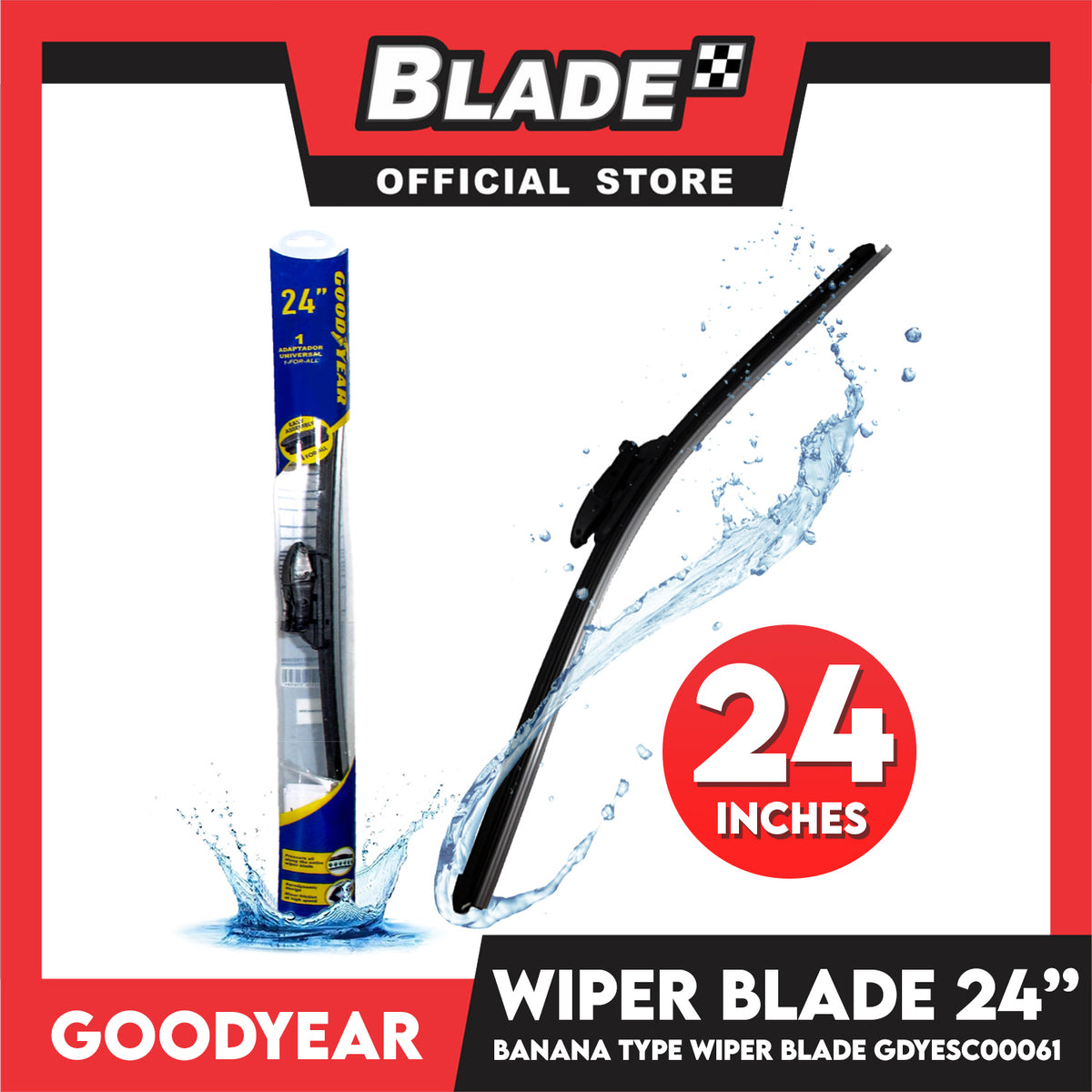 Goodyear Wiper Blade Banana Type Universal GDYESC00061 24'' Aerodynamic Design