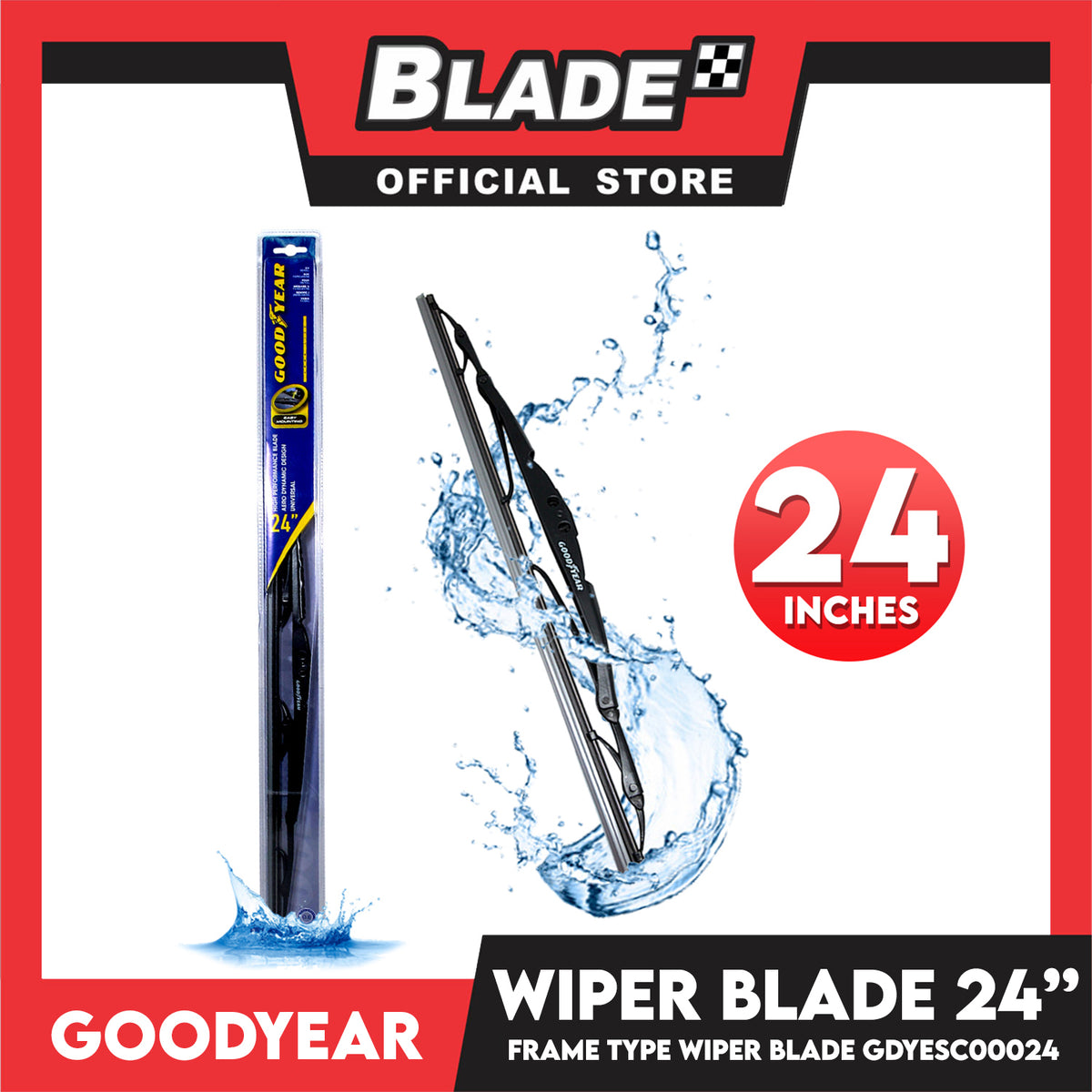 Goodyear Wiper Blade Frame Type High Performance GDYESC00024 24'' Aerodynamic Design