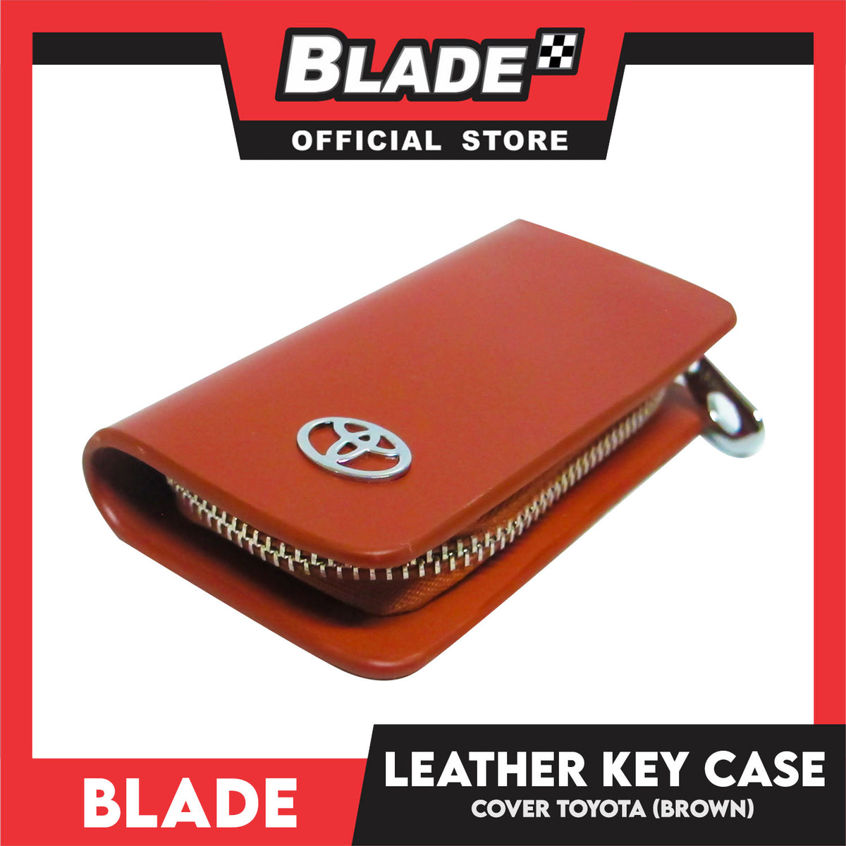 Genuine Leather Key Cover Toyota Brown