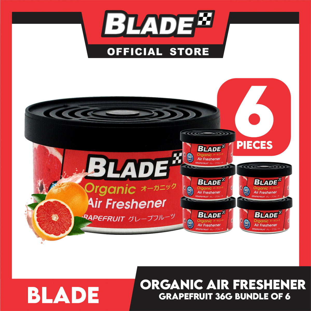 6pcs Blade Organic Air Freshener Grapefruit 36g