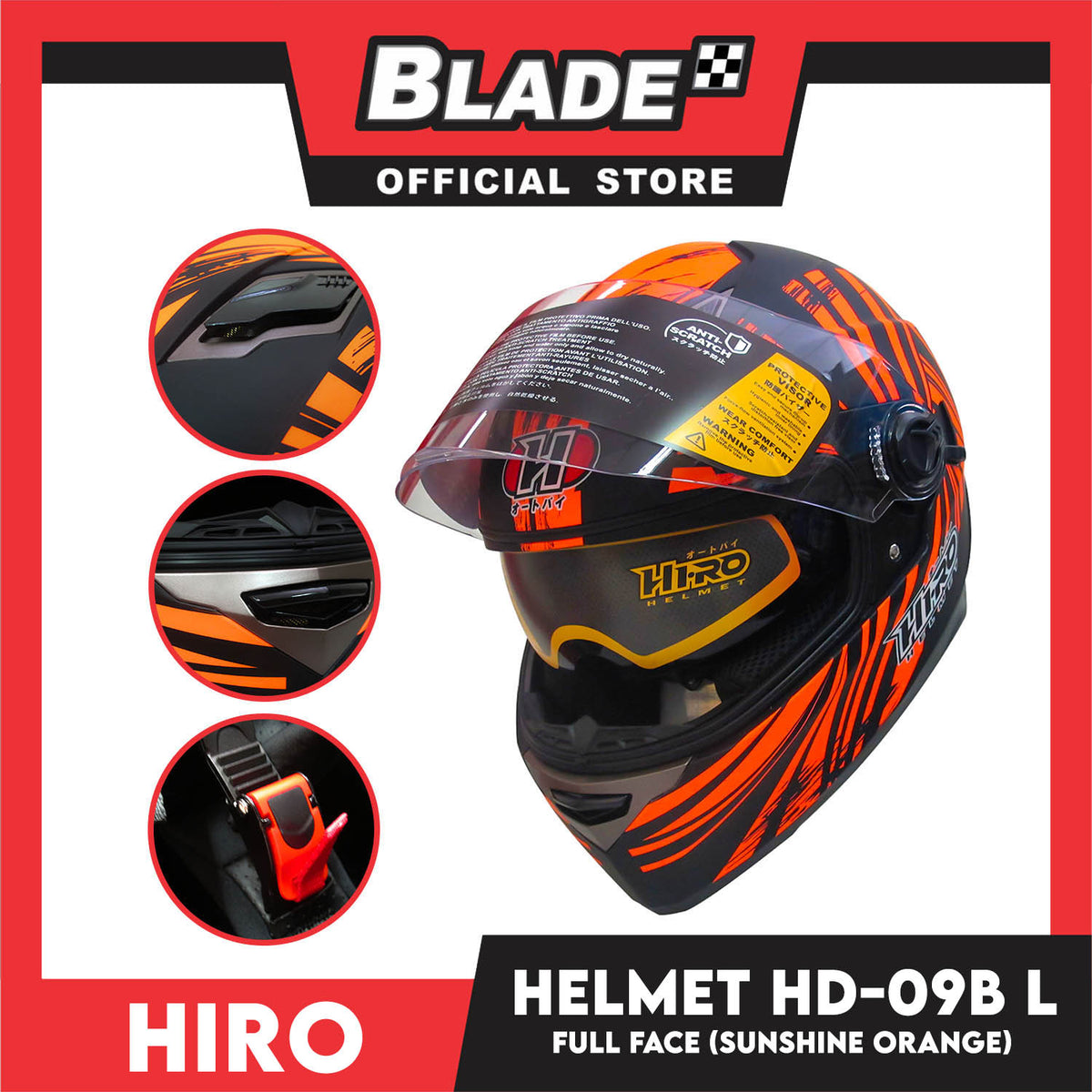 HIRO Helmet HD-09B Sunshine Orange (Full face)