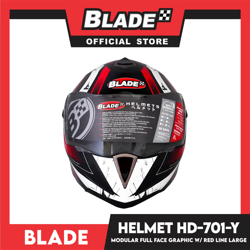 Blade Helmet Modular Full Face HD-701Y (Large) Graphic with Red
