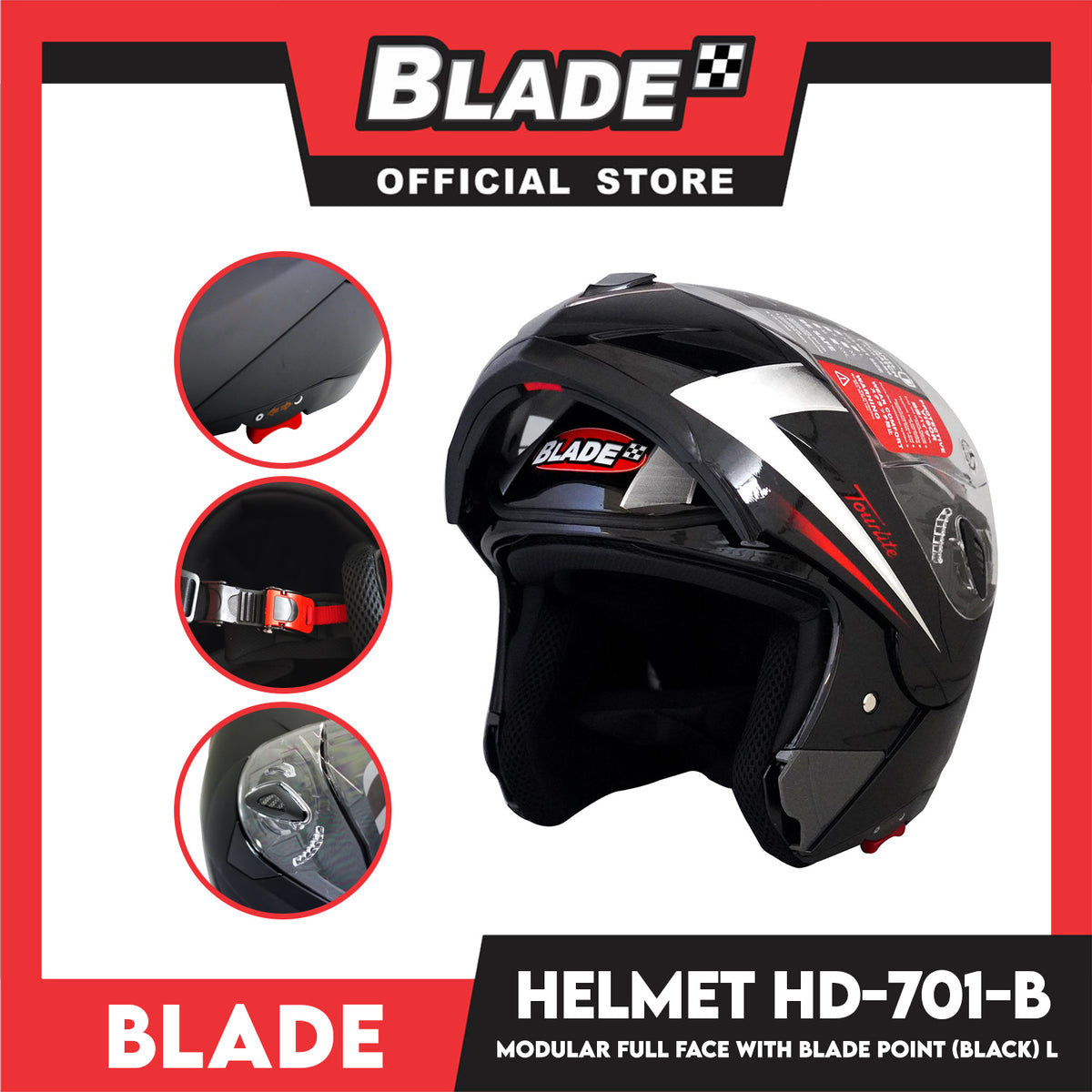Blade Helmet Modular Full Face HD-701B (Large) with Blade Point
