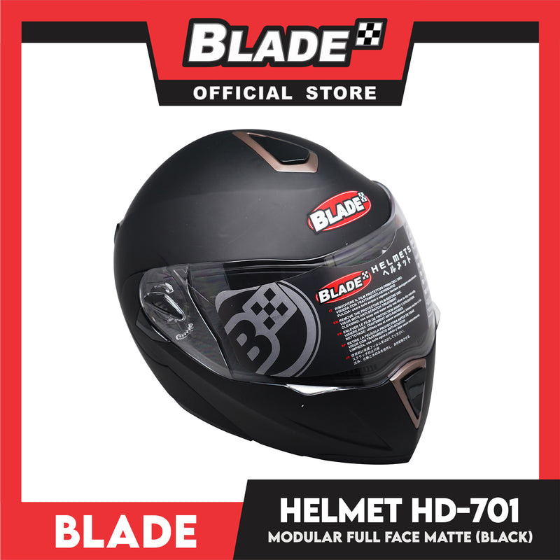 Blade Helmet Modular Full Face HD-701 Matte Black (Large)