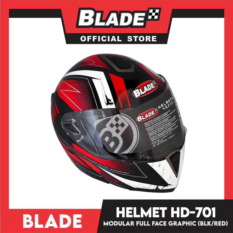 Blade Helmet Modular Full Face HD-701Y (Extra Large) Graphic with Red Line