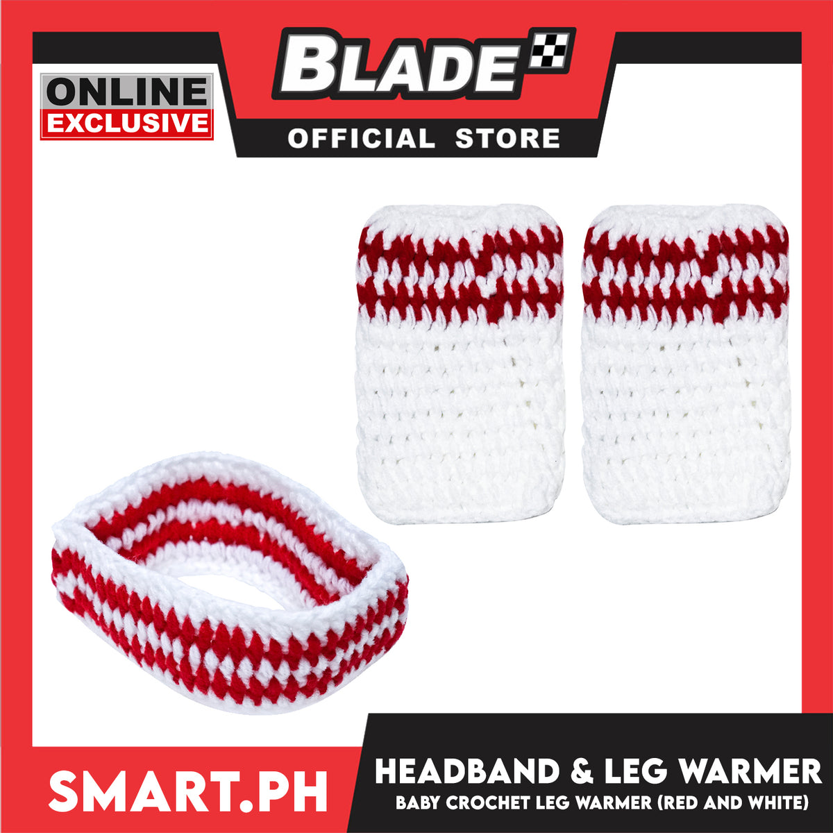 Baby Headband and Leg Warmer Crochet (White/Red)