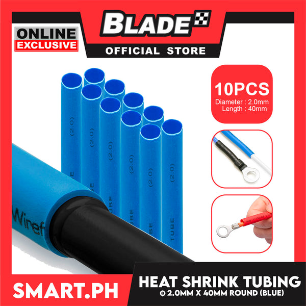10pcs Heat Shrink Tube Wire Round 2.0x40mm (Blue) Insulated Heat Shrink Tubing Cable Wrap