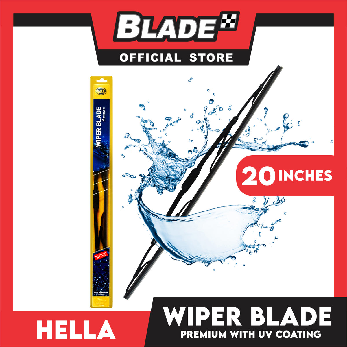Hella Wiper Blade Premium 20'' for BMW E36, Ford Escape, Expedition, Honda Civic, Accord, Hyundai Elantra, Grand Starex, Toyota Avanza, Corolla