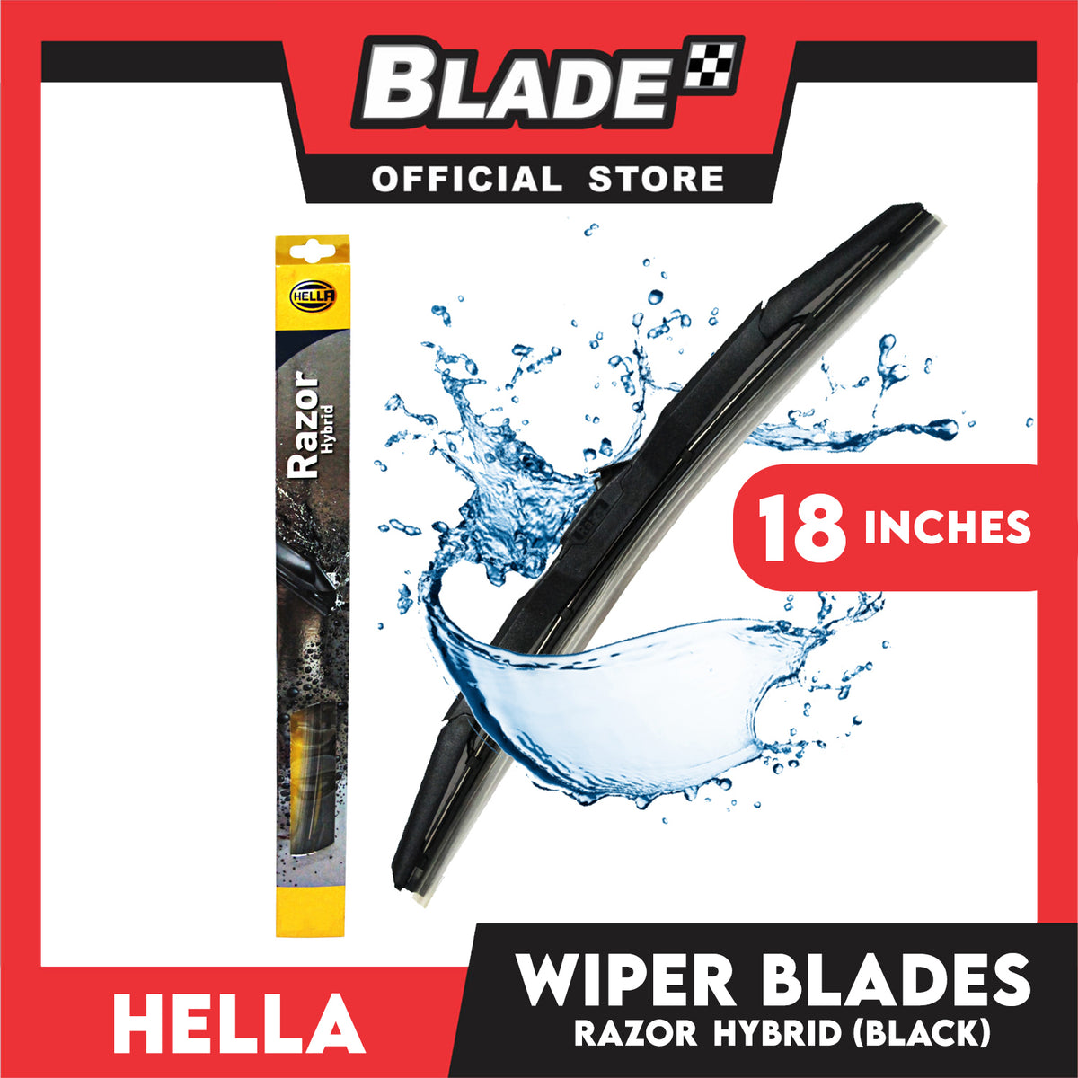 Hella Razor Hybrid Wiper Blades 18" for Toyota Corolla, Camry, Land Cruiser, Prado, Honda Civic, City, HRV, Mitsubishi Galant, Lancer, Montero Sport