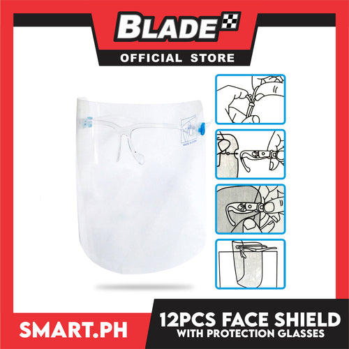 12pcs Face Shield Full Face Protective Cover Waterproof with 12-Pack Face Shield Protective Isolation Glasses